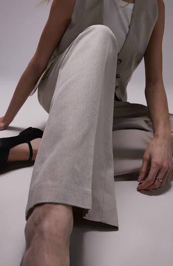 Pleated Cotton Wide Leg Pants