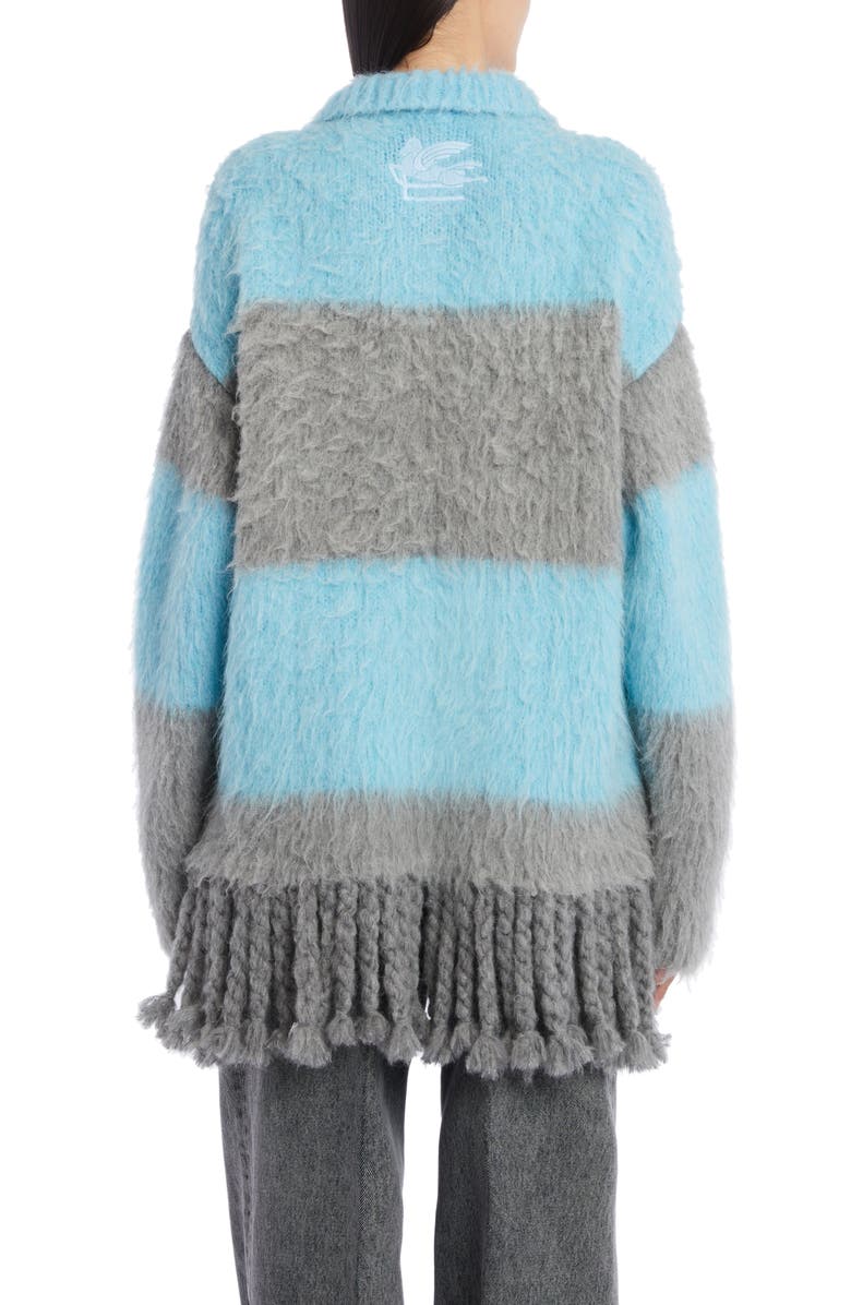 Etro Stripe Fringe Cardigan, Alternate, color, 