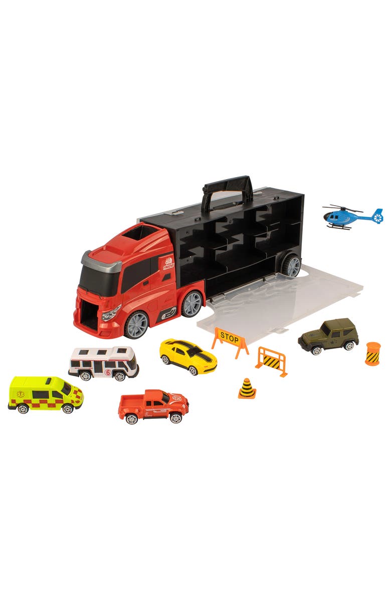 Sinco Mighty Motors Mega Big Rig Carry Case Red 15.75" Age 3+, Main, color, Multicolored