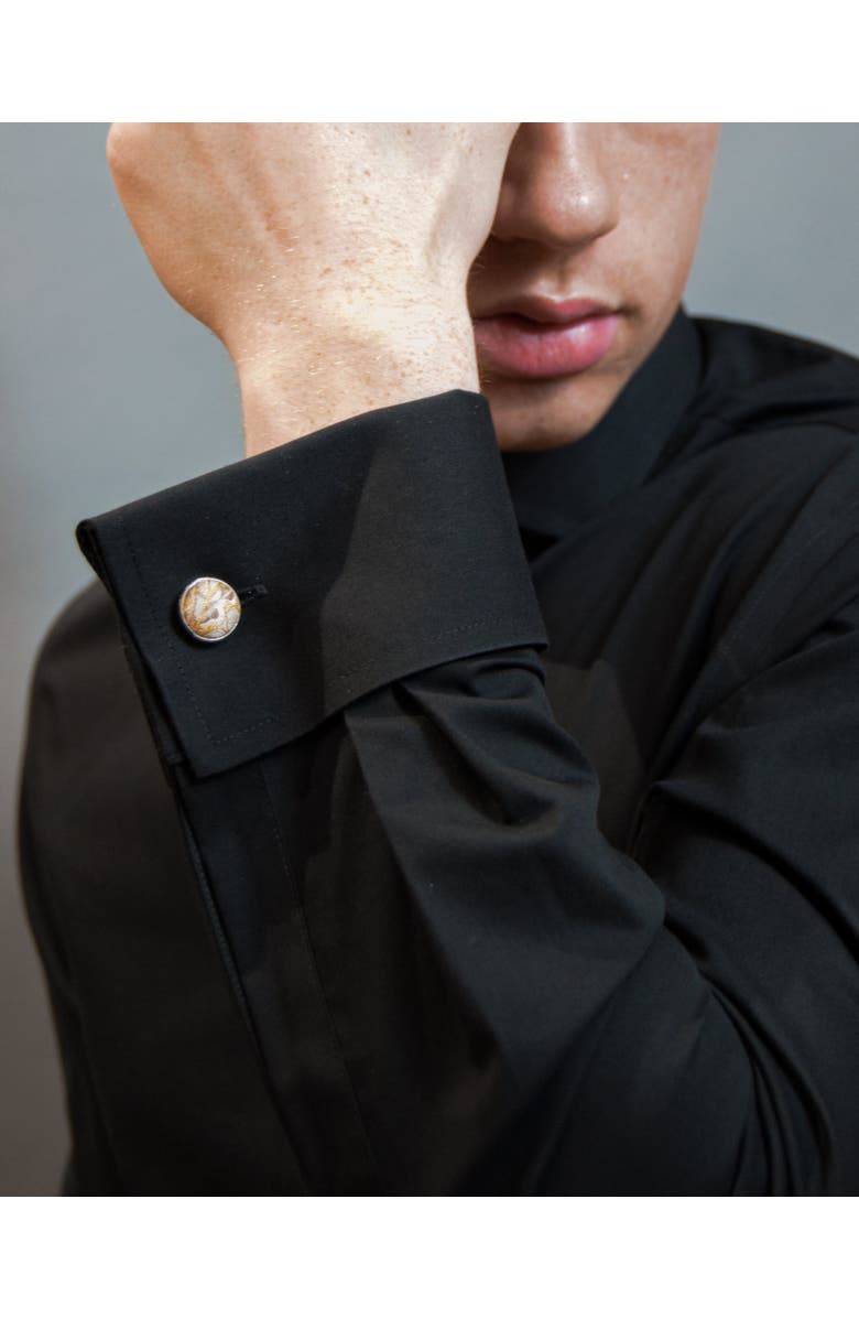 Knottery & Co Paisley Silk Cufflinks, Alternate, color, Latte