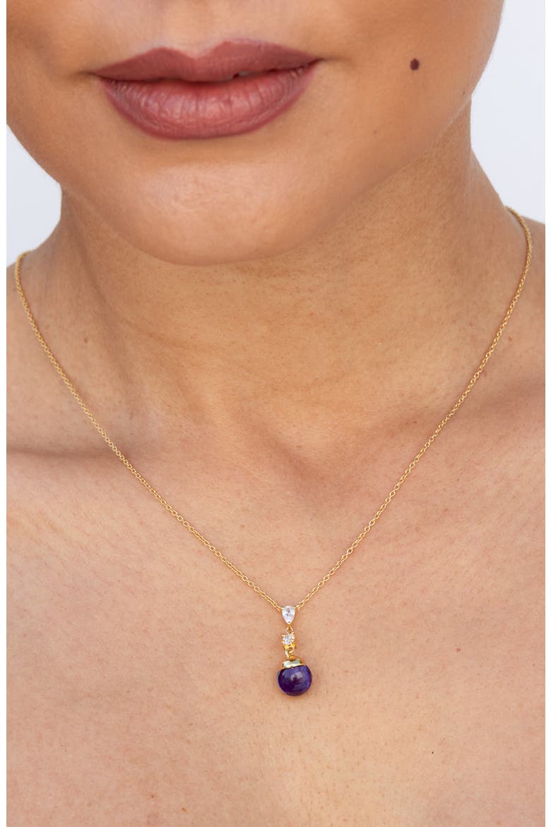 Amethyst Ball Drop Pendant Necklace, Alternate, color, YELLOW