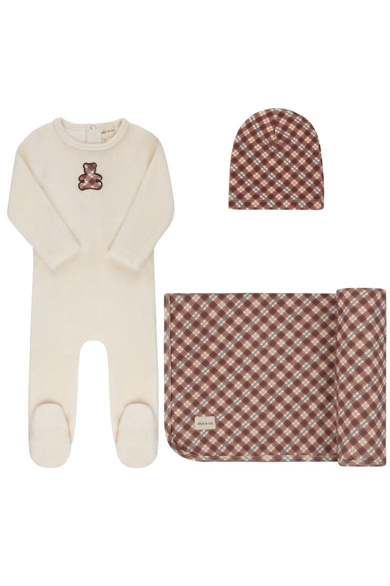 Velour Plaid Bear Collection - Take Me Home Set, Main, color, Ivory/Pink