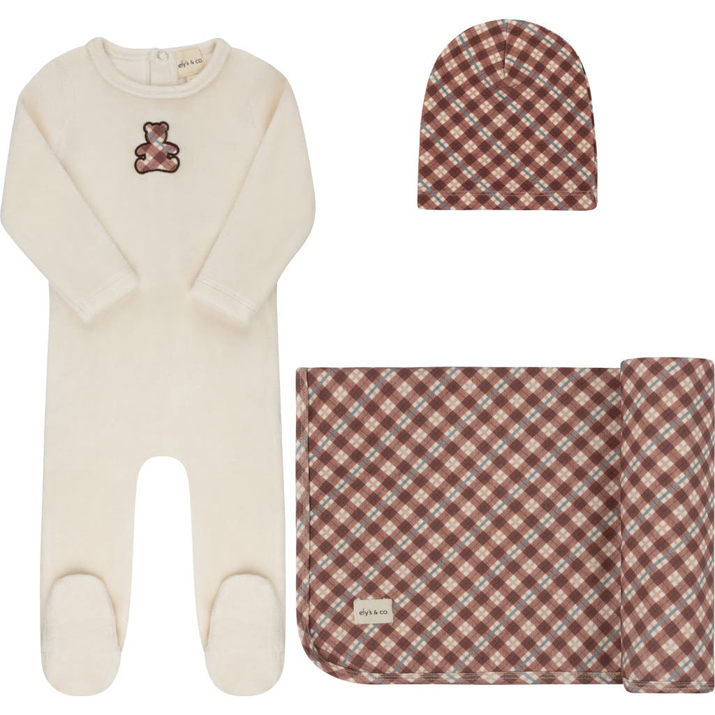 Ely's & Co. Velour Plaid Bear Collection In Brown