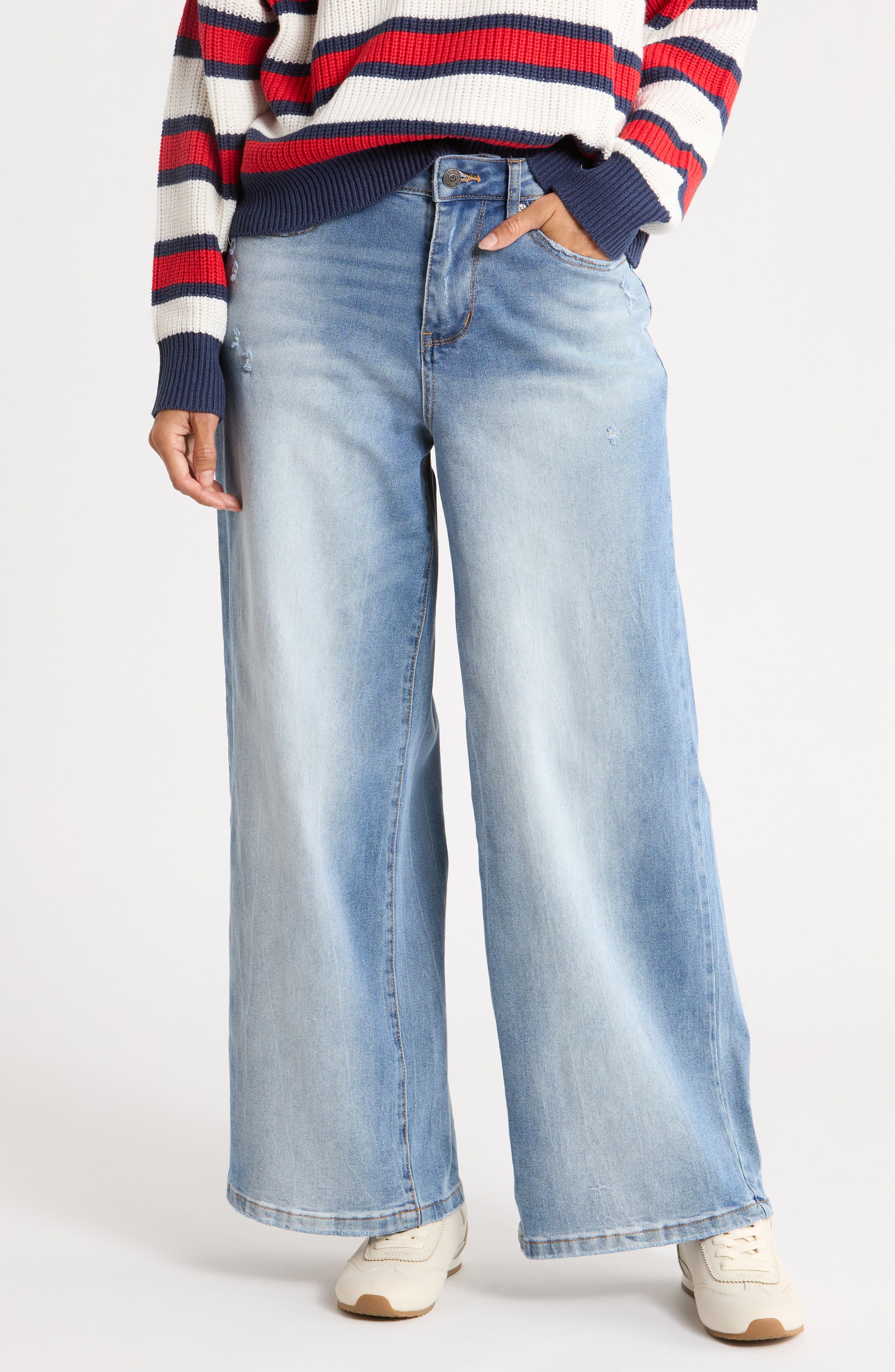 Destructed High Waist Baggy Wide Leg Jeans