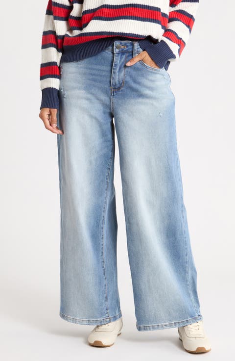 Destructed High Waist Baggy Wide Leg Jeans