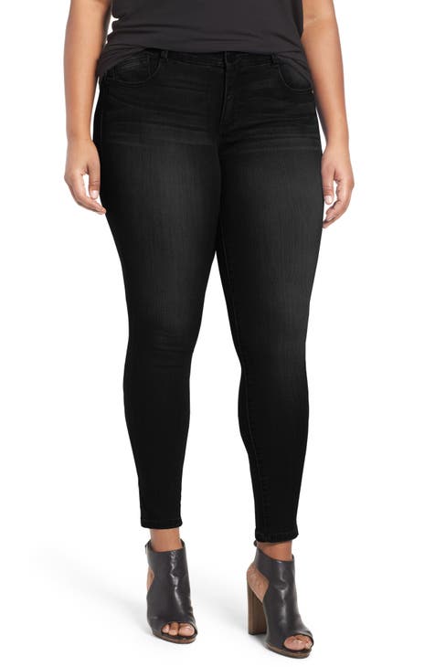 Womens black fashion jeans plus size