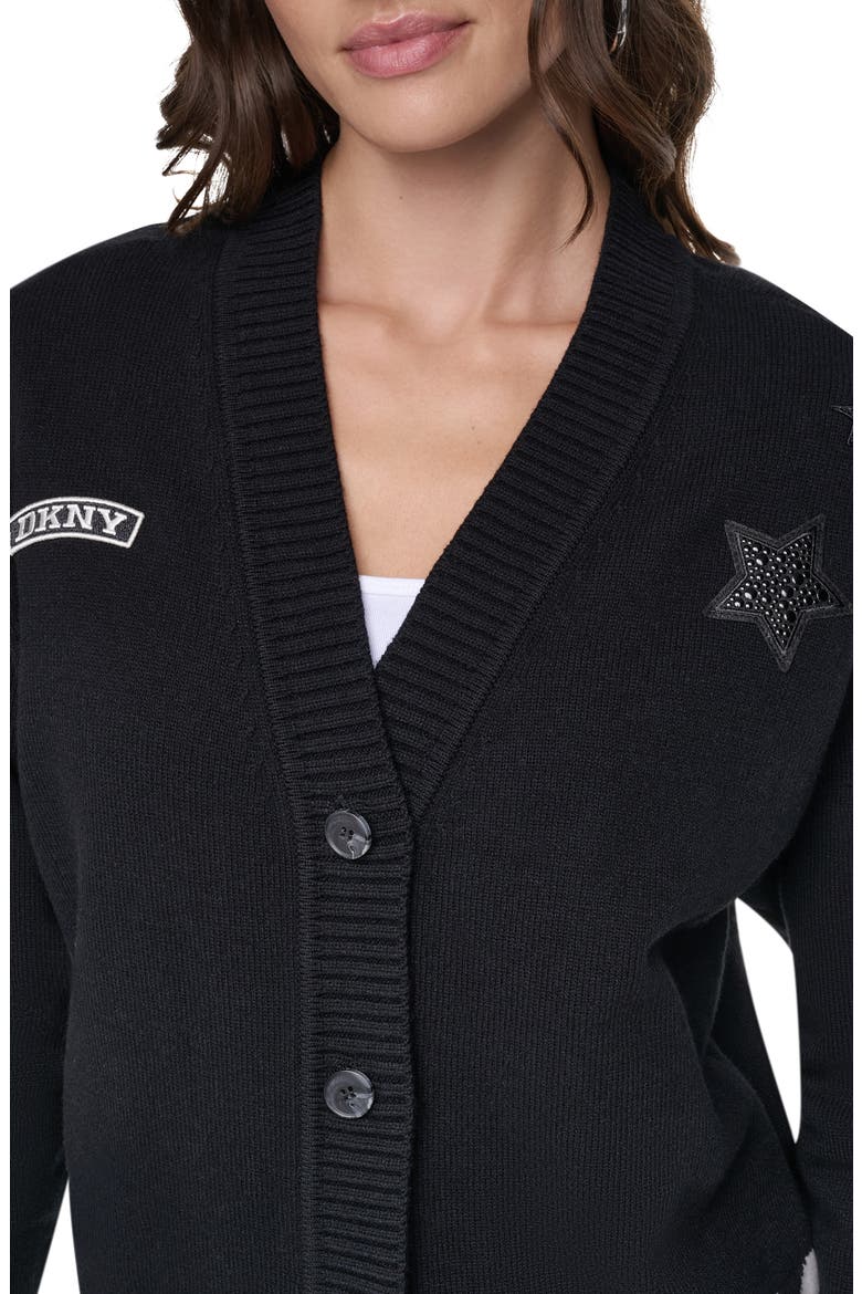 Pins Patches Cardigan, Alternate, color, BLACK