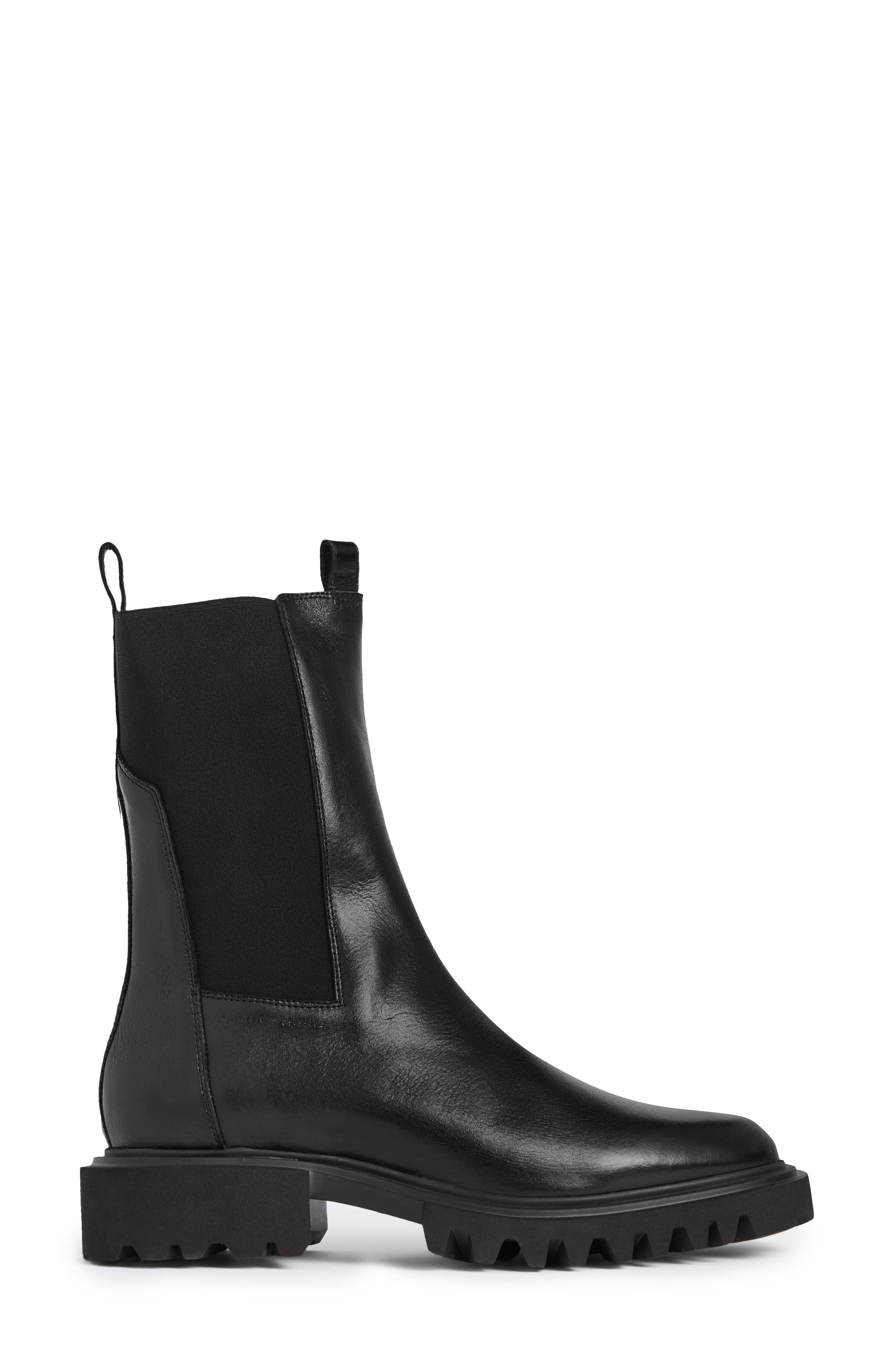 AllSaints Hallie Lug Sole Chelsea Boot, Alternate, color, Black