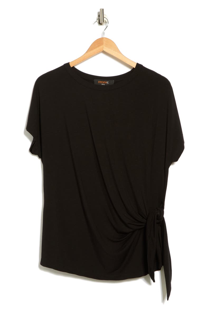 Side Knot Jersey Top, Alternate, color, BLACK