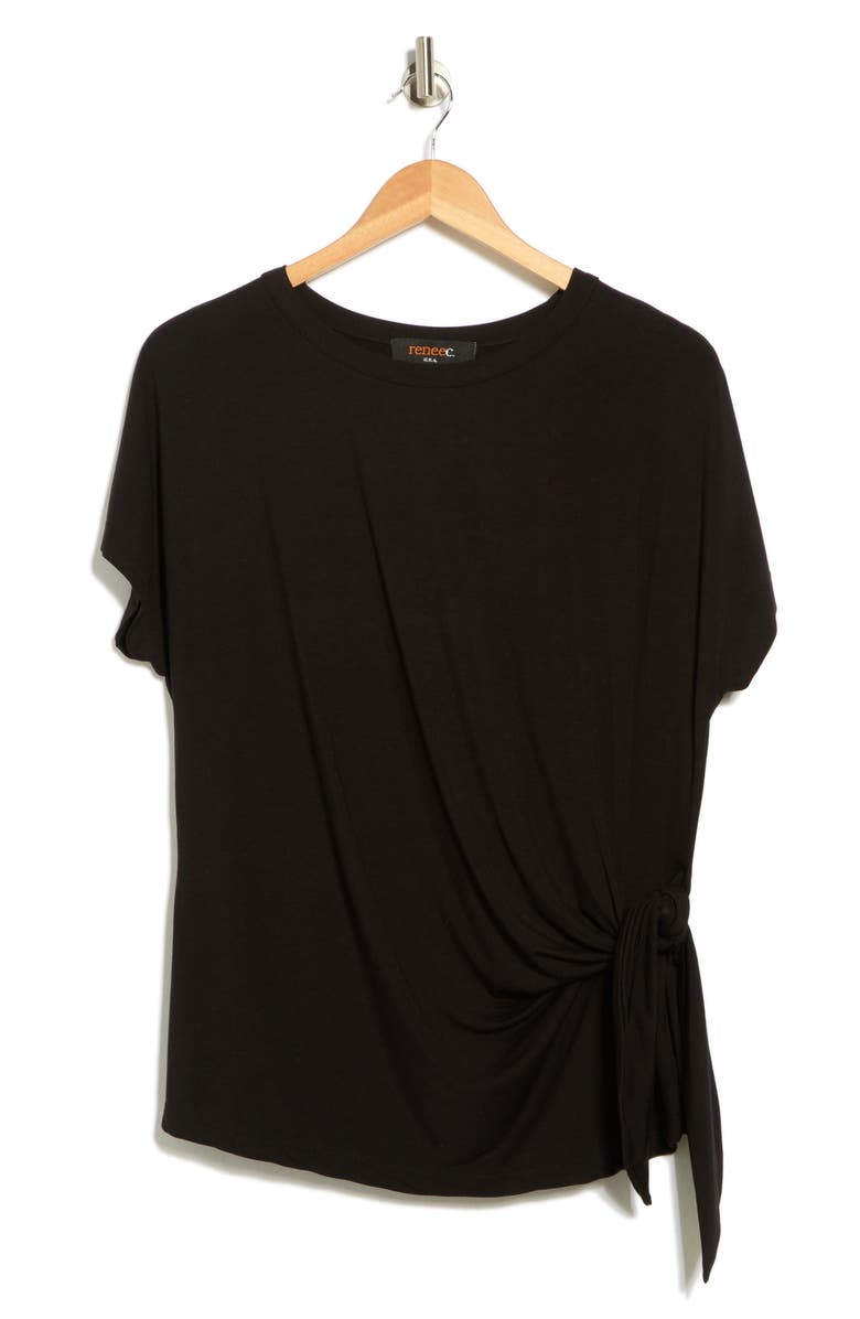 Renee C Side Knot Jersey Top, Alternate, color, Black