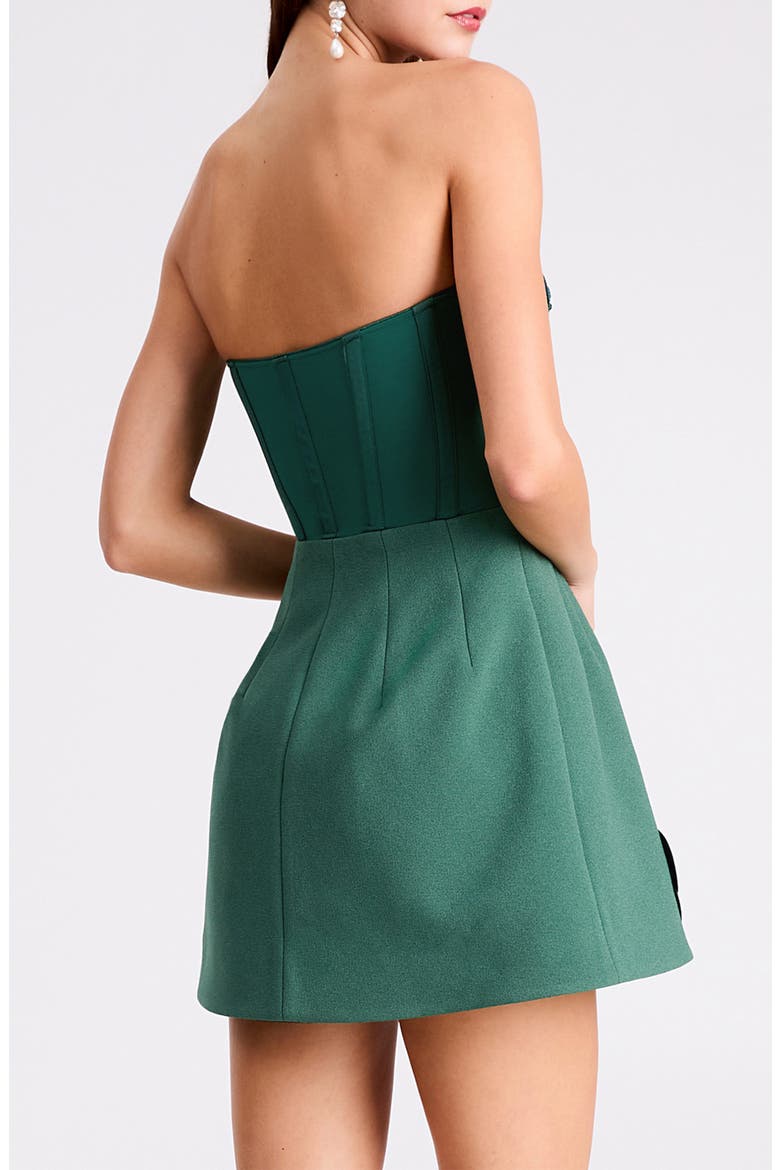 Gia Floral Appliqué Strapless Minidress, Alternate, color, GREEN