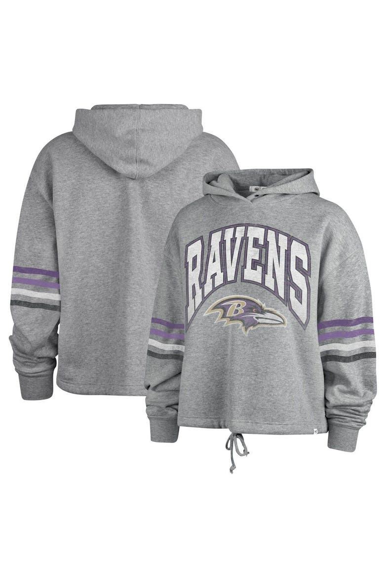 Women's '47 Heather Gray Baltimore Ravens Upland Bennett Pullover Hoodie, Main, color, Heather Gray