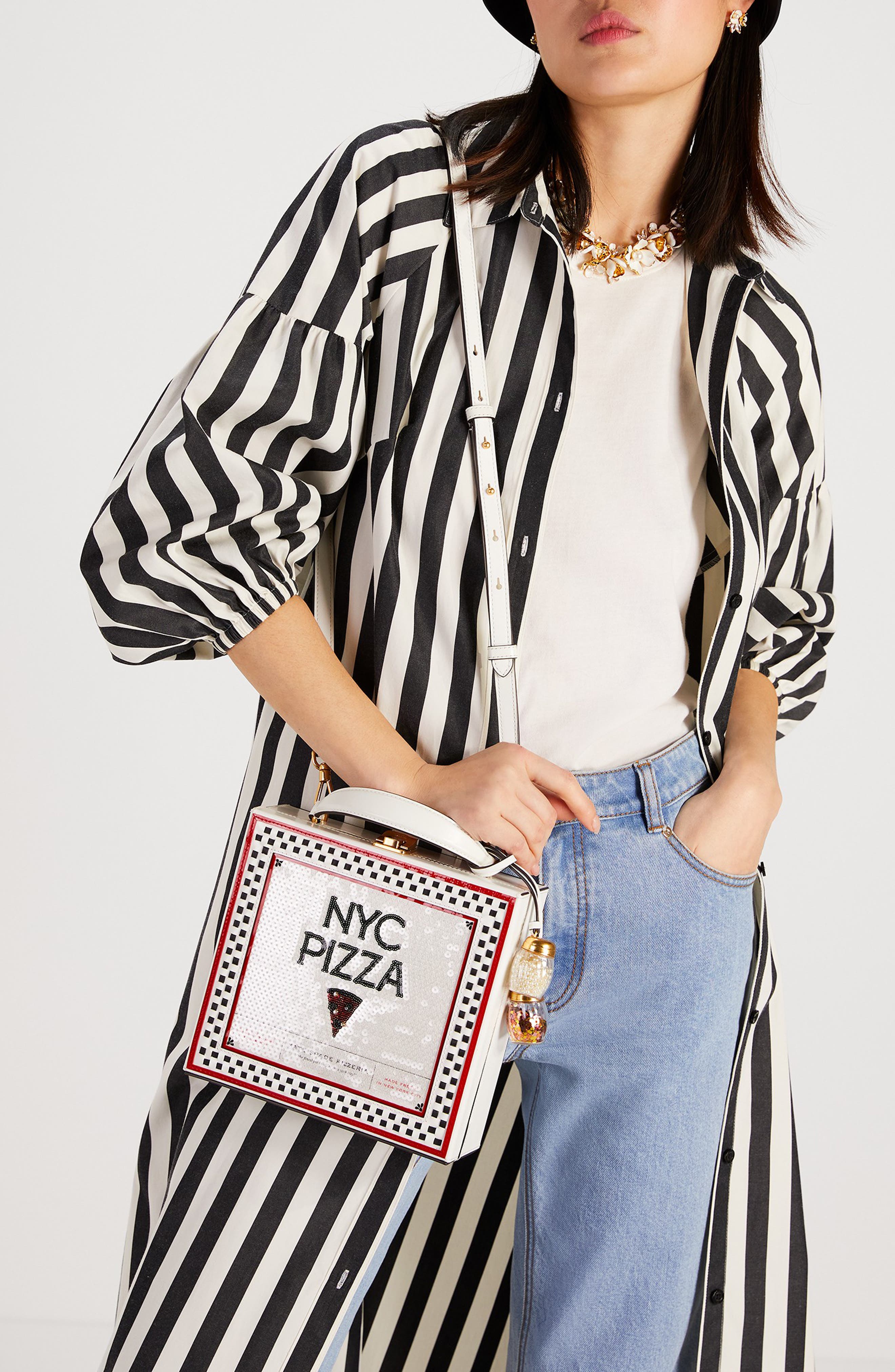 Kate Spade New York slice sequin & spazzolato leather top handle bag, Alternate, color, 