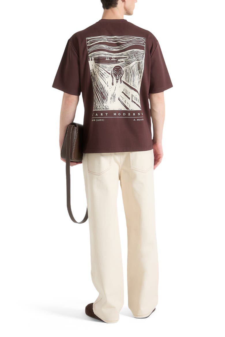 The Scream Cotton T-Shirt, Alternate, color, Brown