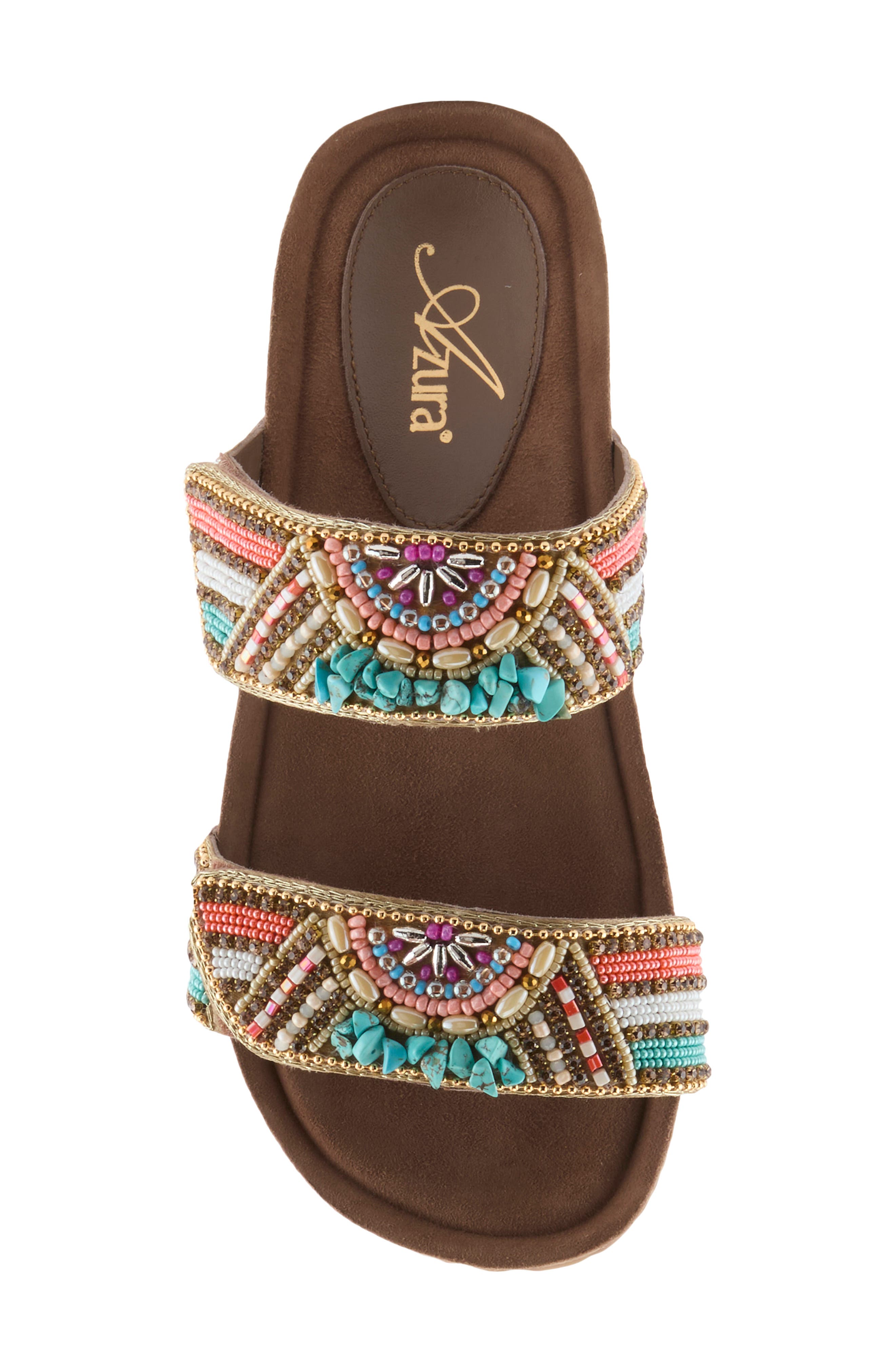 Bahamain Hand Beaded Platform Sandal, Alternate, color, TURQUOISE MULTI