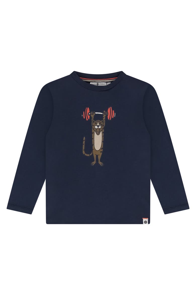 Weightlifting Tiger Long Sleeve T-Shirt, Main, color, Night