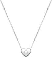 Tiny Blessings Sterling Silver Mini Sliding Heart & Engraved Initial 12-14" Necklace