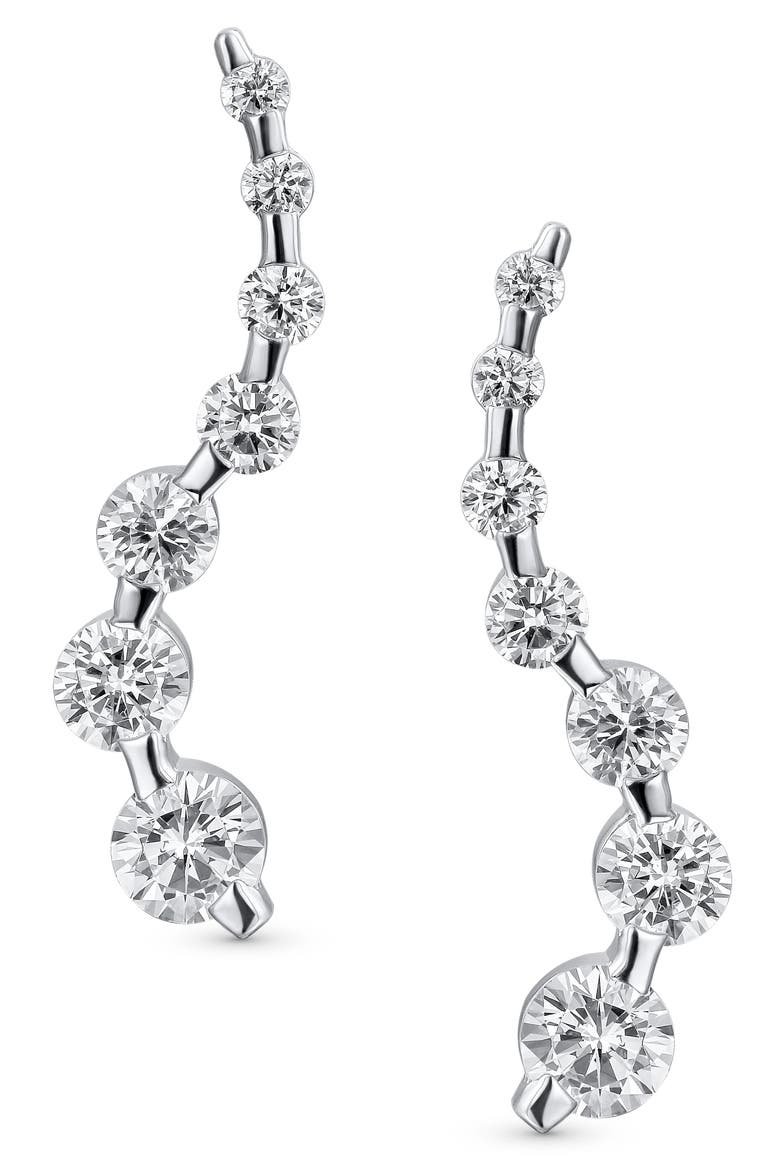 Graduated CZ Earrings, Main, color, SILVER