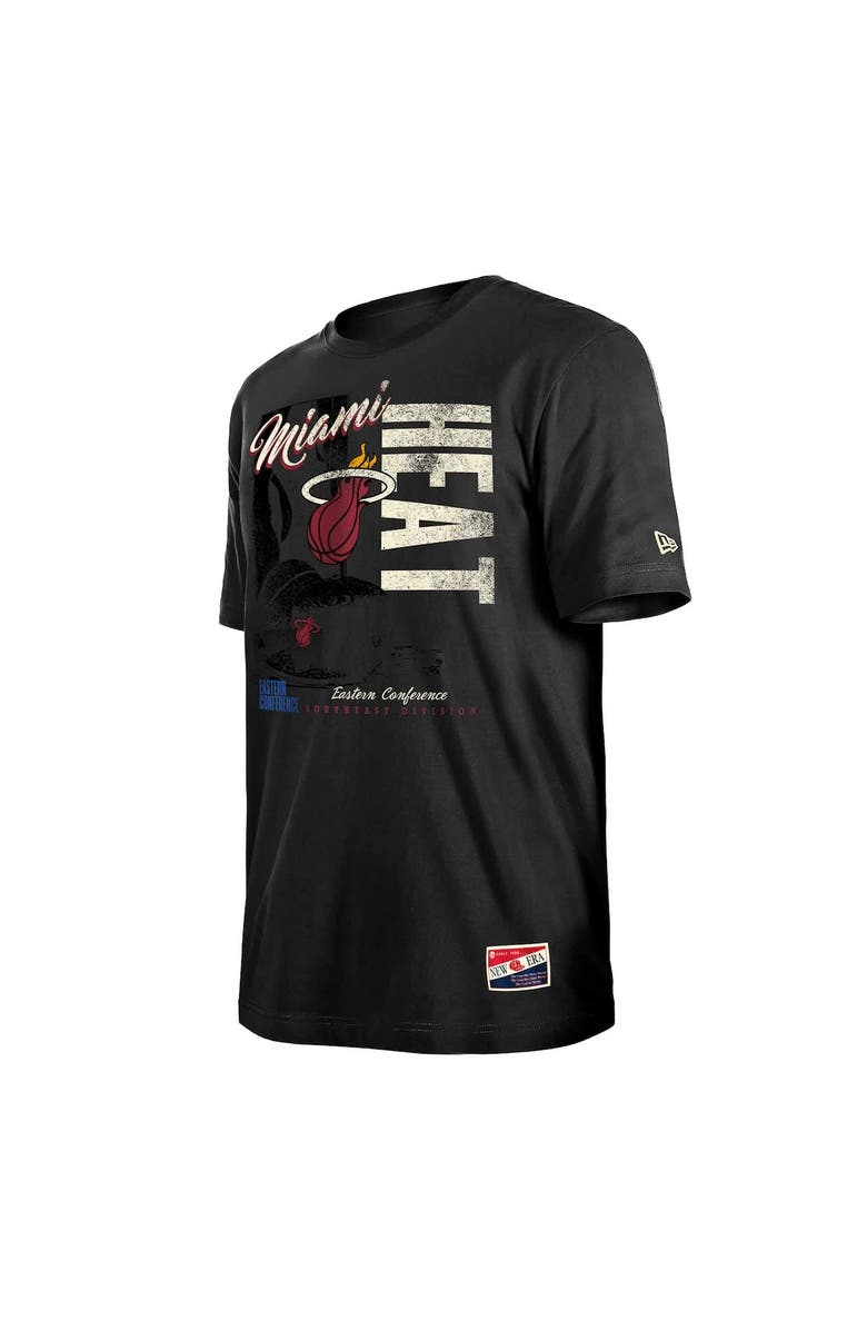 New Era Men's New Era Black Miami Heat Distressed Throwback Vintage Color Pack T-Shirt, Alternate, color, Black
