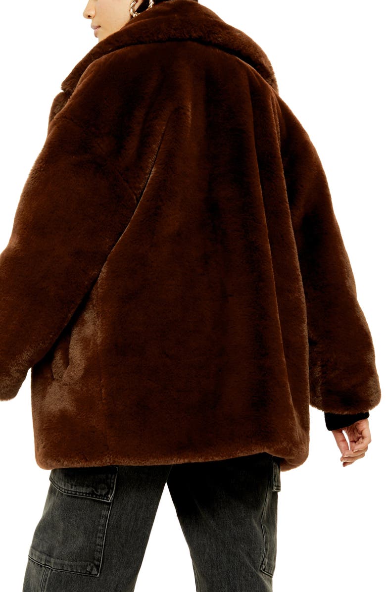 Topshop Ally Faux Fur Double Breasted Jacket, Alternate, color, 