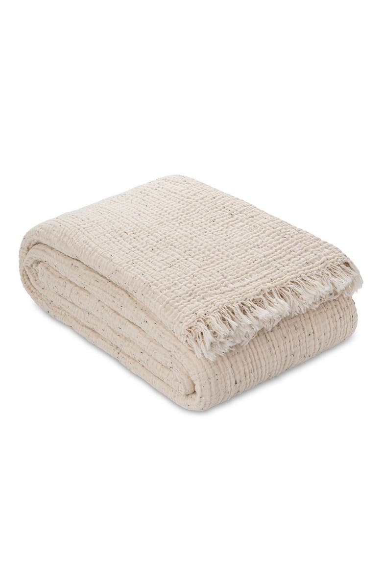 Oliviera Home Soho Supersoft 4-Layer Cotton Gauze Blanket, Alternate, color, Ecru Black Dots