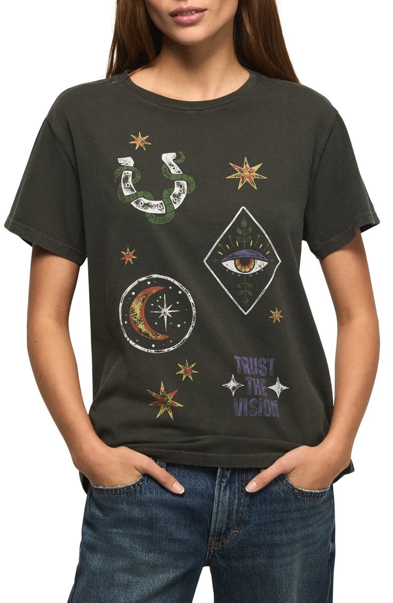 Lucky Brand Trust the Vision Graphic Boyfriend T-Shirt, Main, color, Raven