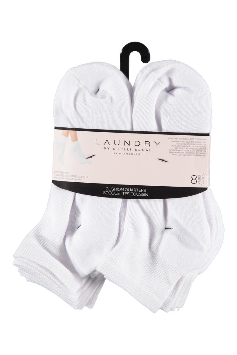 8-Pack Full Cushion Quarter Socks, Alternate, color, WHITE