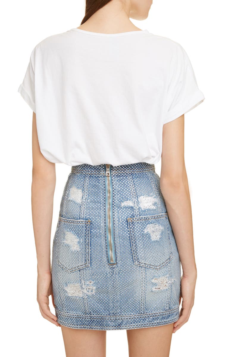 Balmain Embellished Logo Tee, Alternate, color,