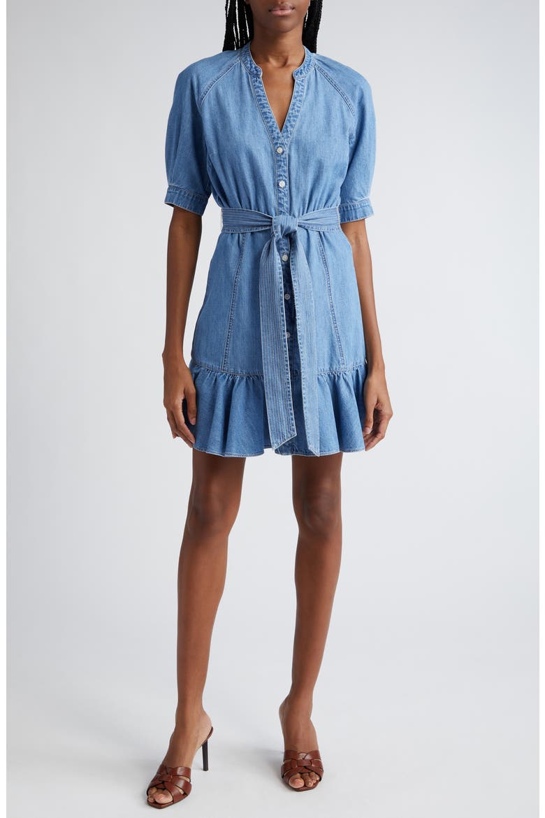 Kanika Belted Denim Minidress, Main, color, ICEBERG