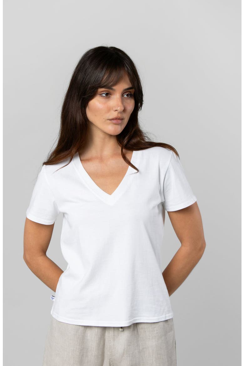 Supima V-neck, Alternate, color, White