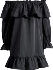WAYF x Sara Walker Jane Off the Shoulder Long Sleeve Taffeta Minidress