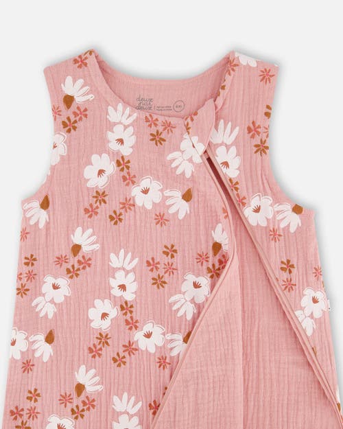 Deux Par Deux Baby Girl's Printed Muslin Sleep Sack Pink And White Flowers In Pink And White Flowers