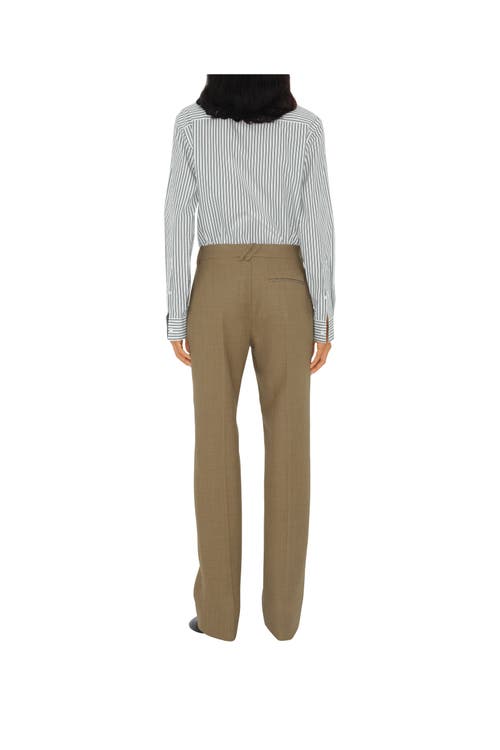 Shop Burberry Wool Tailored Trousers In Linden/mountain