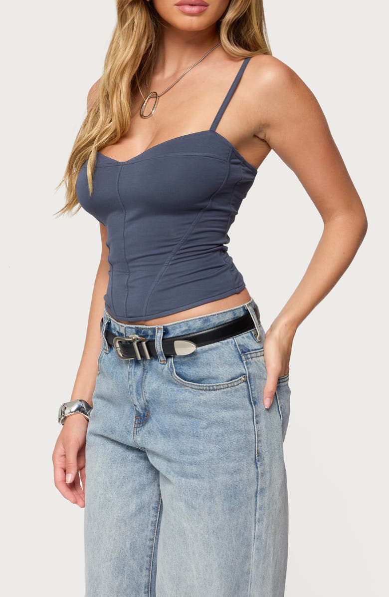 EDIKTED Katanaya Lace-Up Tank, Alternate, color, Navy