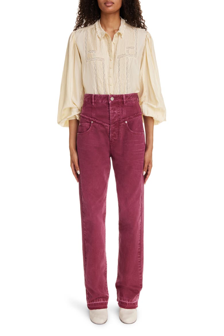 Zayen Pleated Balloon Sleeve Lace Button-Up Shirt, Alternate, color, VANILLA