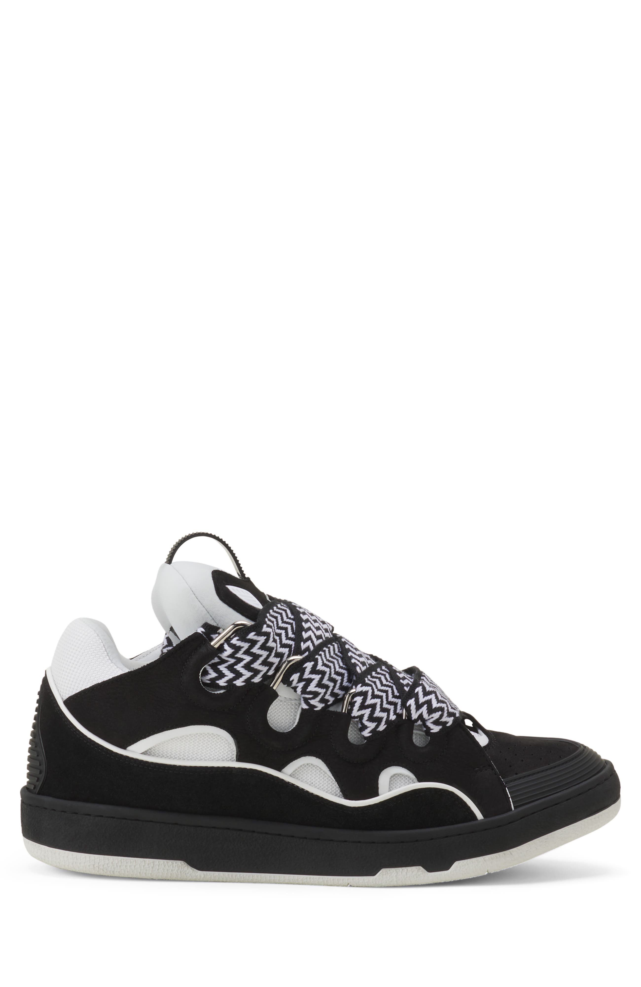 Lanvin Curb Sneakers In Leather, Main, color, Black/White
