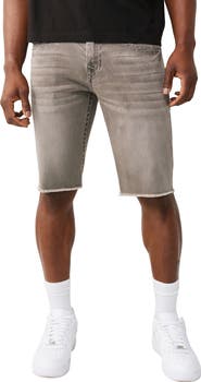 True Religion Ricky Frayed Straight Leg Denim Shorts