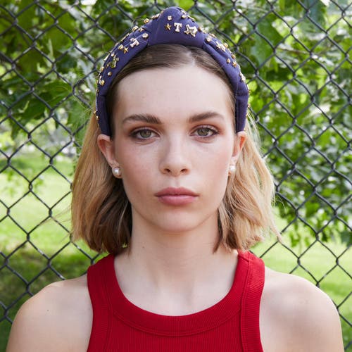 Lele Sadoughi Mlb Texas Rangers Embellished Headband In Purple