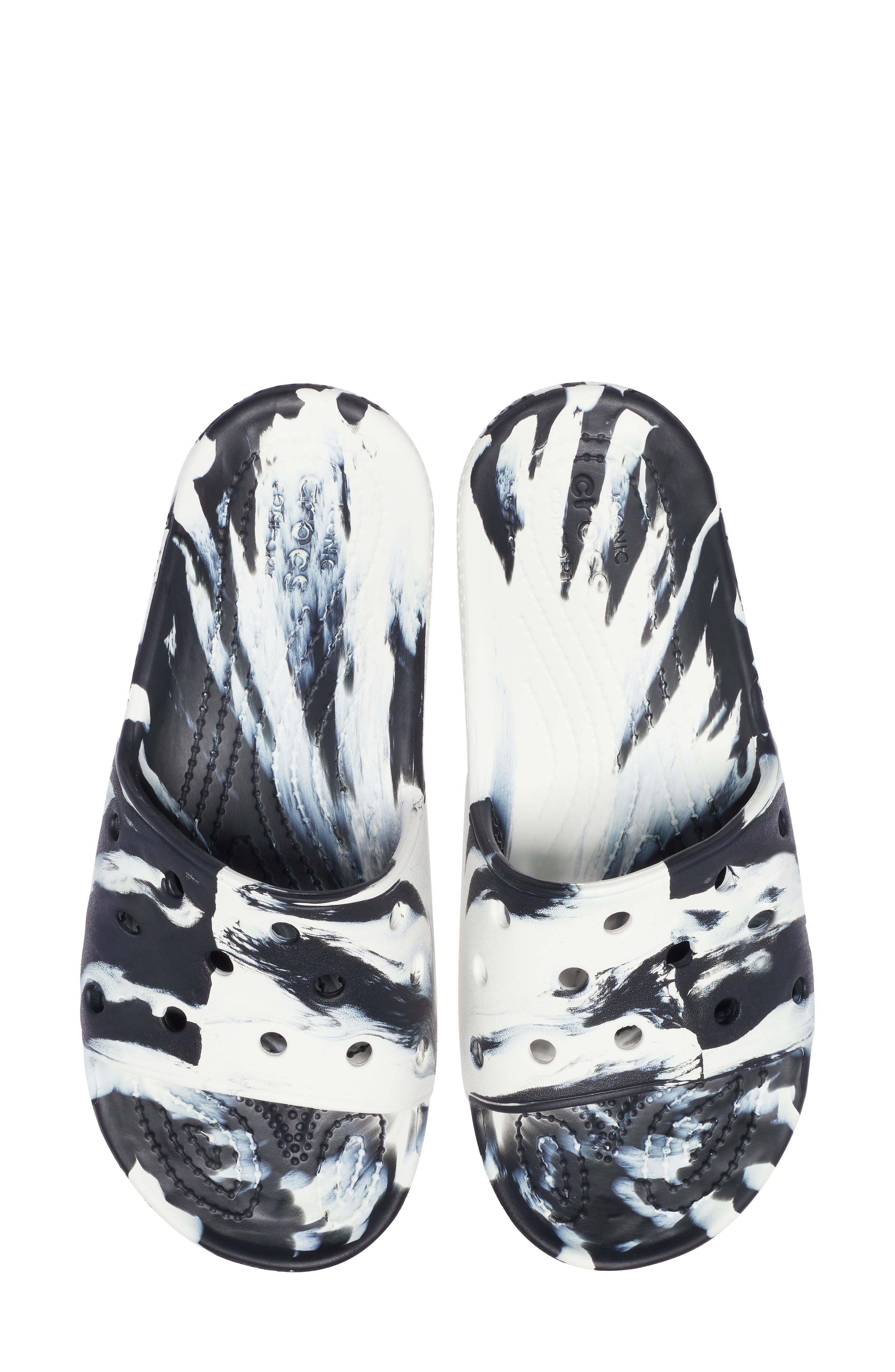 CROCS Classic Marbled Slide Sandal, Alternate, color, White/ Black