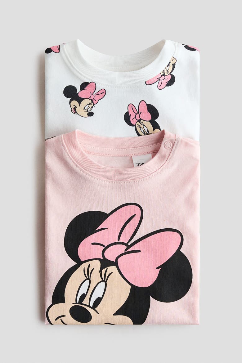 2-pack Printed Cotton T-shirts, Alternate, color, Light pink/Minnie Mouse