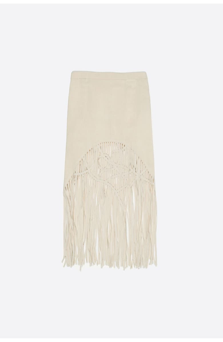 Bimba y Lola Irregular Fringed Linen Skirt, Alternate, color, Sand