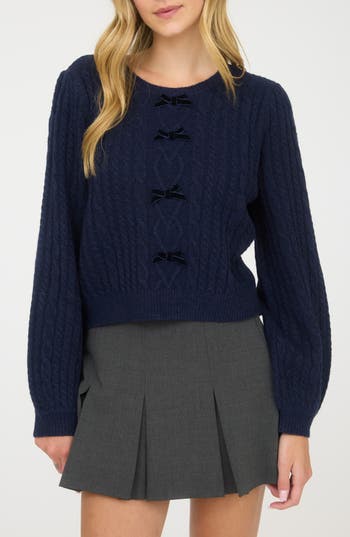 Blu Pepper Ribbon Crewneck Sweater In Blue
