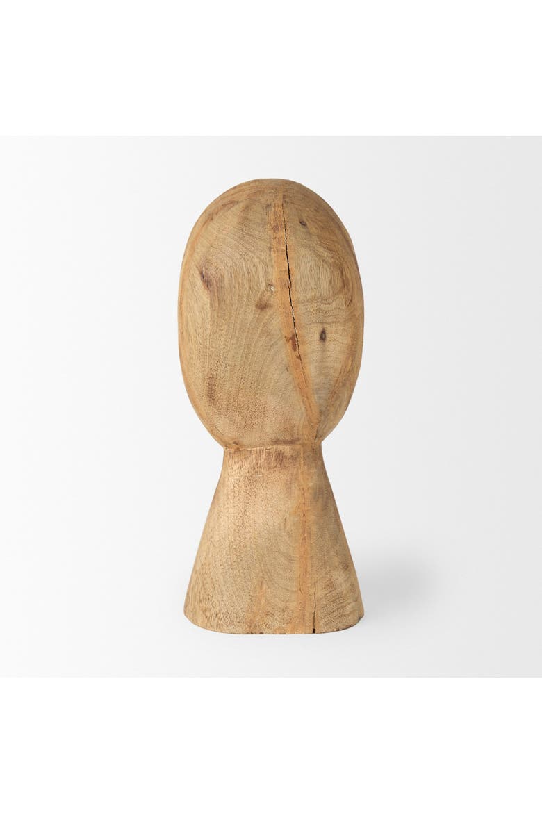Ivan Wooden Head Sculpture, Alternate, color, Brown