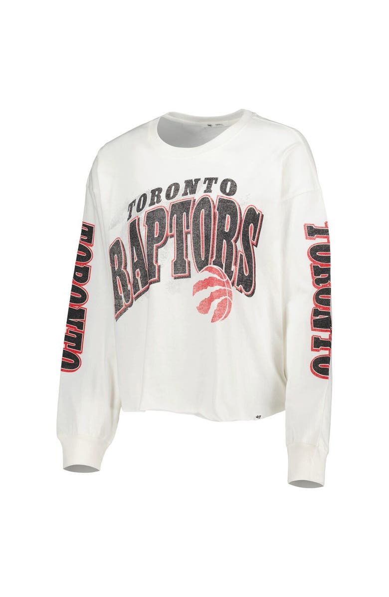 '47 Women's '47 Cream Toronto Raptors Parkway Brush Back Long Sleeve Cropped T-Shirt, Alternate, color, 