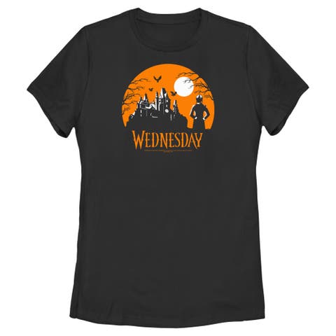 Women's Wednesday Halloween Haunted House  Graphic T-Shirt