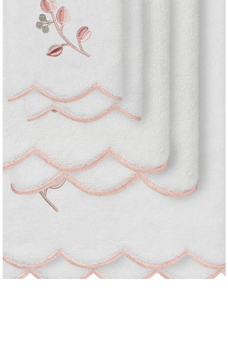 Wild Branch Scallop 6-Piece Assorted Towels Set, Alternate, color, WHITE/ PINK