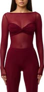 Naked Wardrobe Long Sleeve Mesh Bodysuit