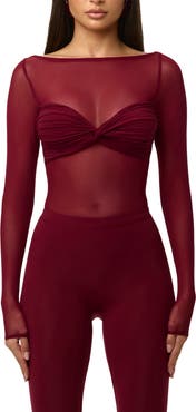 Naked Wardrobe Long Sleeve Mesh Bodysuit