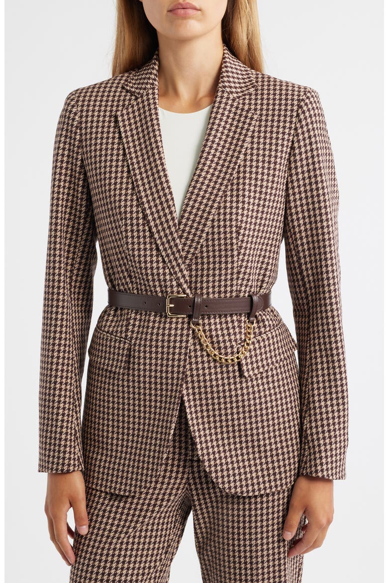 Houndstooth Belted Blazer, Alternate, color, LIGHT COFFEE MULTI