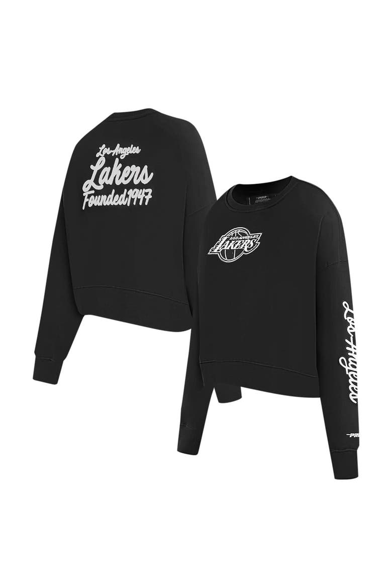 Women's Pro Standard Black Los Angeles Lakers Paint The City Cropped Pullover Sweatshirt, Main, color, Black